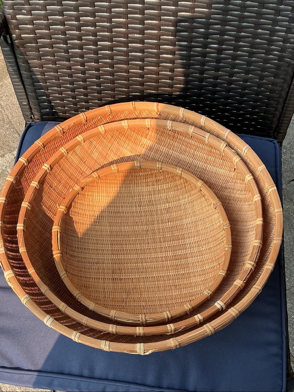 Three Piece Nesting Basket Set in good condition.